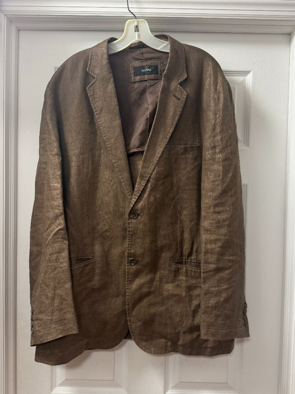 Alfani Men’s 100% Linen Blazer - Unstructured Summer Jacket - Brown - Large